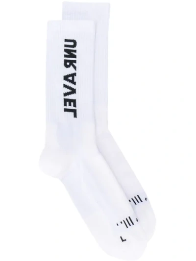 Shop Ben Taverniti Unravel Project Ribbed Logo Socks In White