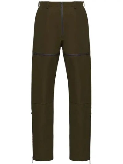 Shop Prada Technical Straight Trousers In Green