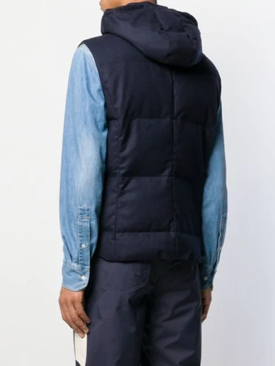 Shop Brunello Cucinelli Sleeveless Hooded Jacket In Blue