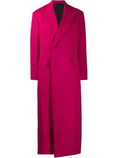 Shop Raf Simons Double Breasted Long Coat In Pink