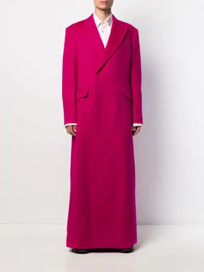 Shop Raf Simons Double Breasted Long Coat In Pink