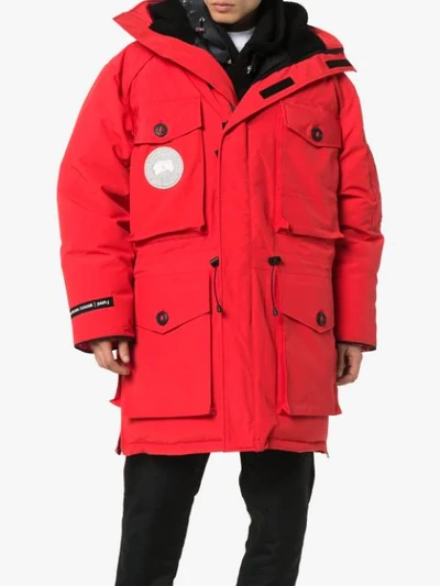 Shop Canada Goose X Juun.j Expedition Parka Coat In 11 Red Rouge