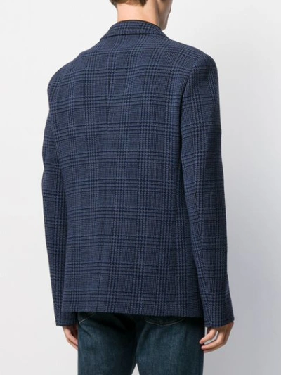 Shop Emporio Armani Single-breasted Houndstooth Blazer In Blue