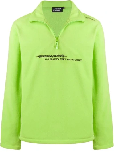 Shop Andrea Crews Fleece Logo Sweatshirt In Green