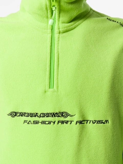 Shop Andrea Crews Fleece Logo Sweatshirt In Green