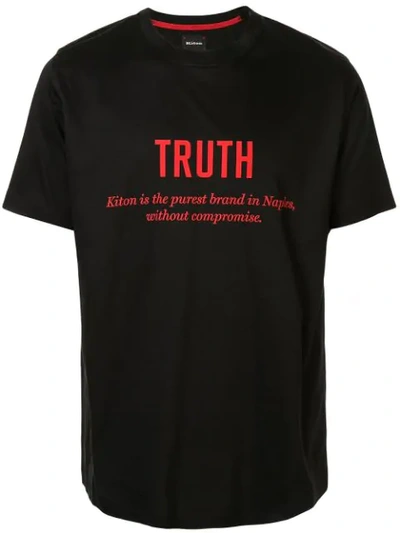 Shop Kiton Slogan Print T-shirt In Black