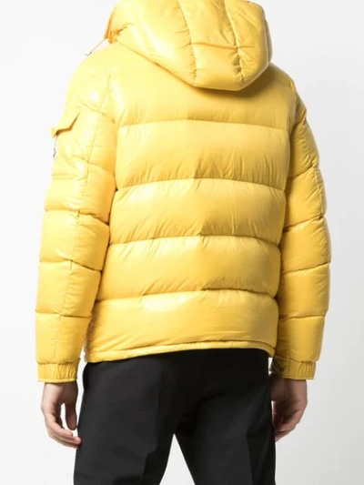 Shop Moncler Logo Patch Puffer Jacket In 141 Yellow