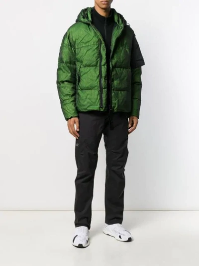 Shop Nemen Checked Padded Jacket In Green