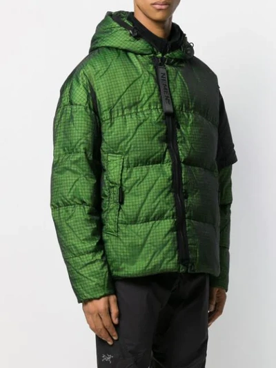 Shop Nemen Checked Padded Jacket In Green