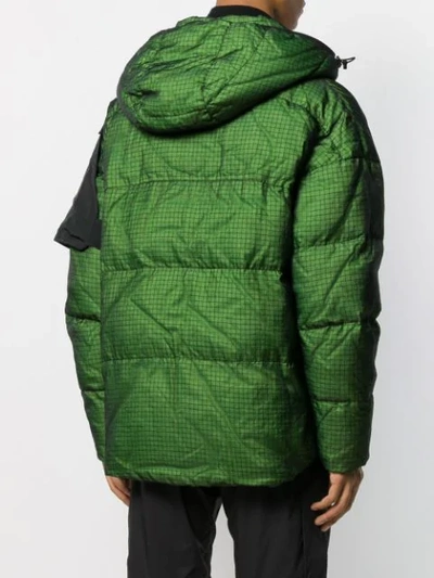 Shop Nemen Checked Padded Jacket In Green