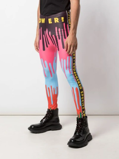 Shop Walter Van Beirendonck Dripping Monster Bike Leggings In Black ,pink