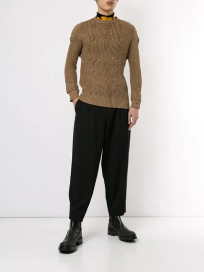 Pre-owned Issey Miyake Open Weave Jumper In Brown