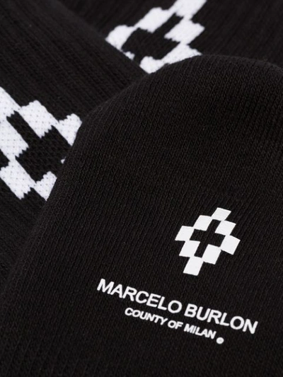 Shop Marcelo Burlon County Of Milan Logo Print Socks - Black