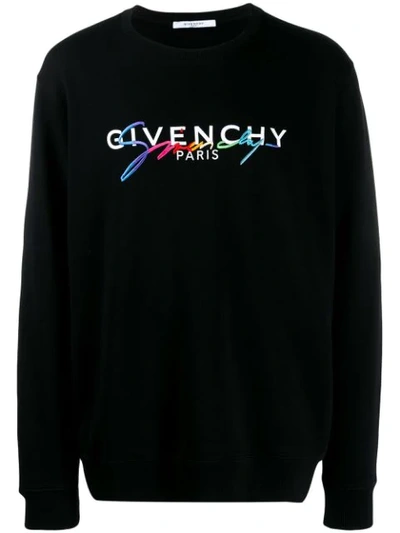 Shop Givenchy Logo Embroidered Sweatshirt In Black