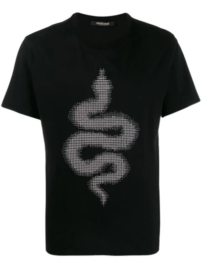 ROBERTO CAVALLI RHINESTONE SNAKE T-SHIRT 