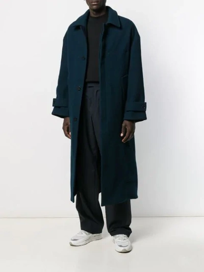 Shop Etudes Studio Oversized Trench Coat In Teal