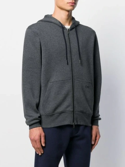 Shop Fay Embroidered Logo Hoodie In Grey