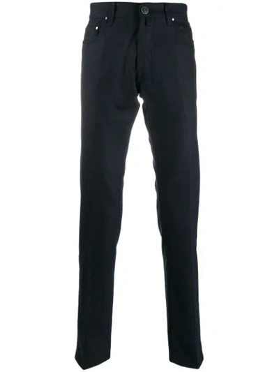 Shop Jacob Cohen Slim-fit Textured Trousers In Blue