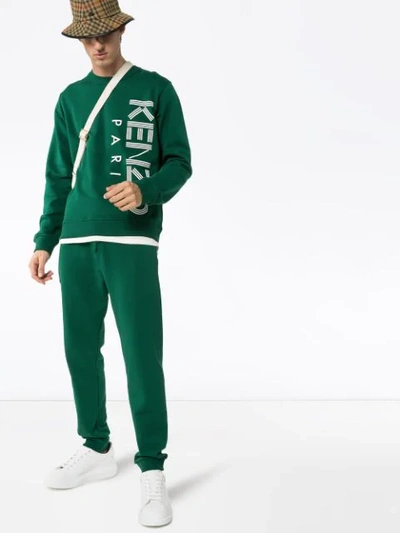 Shop Kenzo Logo Print Track Trousers In Green