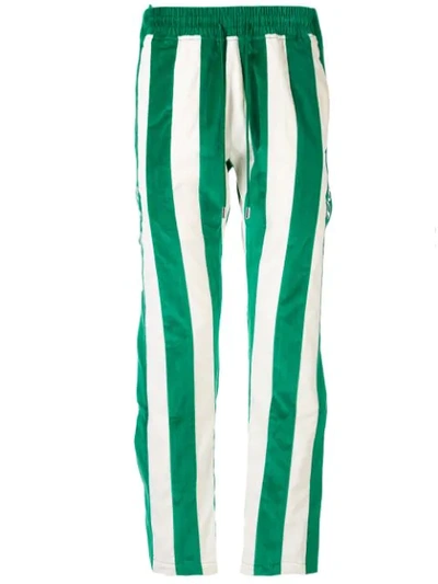 Shop Just Don Striped Velvet Track Pants In Green