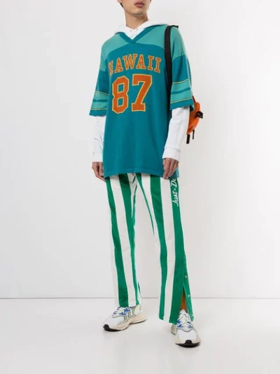 Shop Just Don Striped Velvet Track Pants In Green