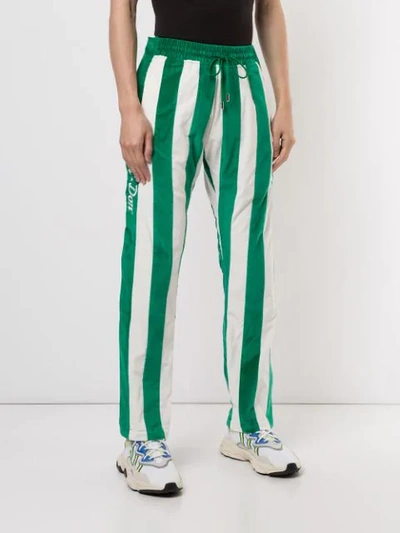 Shop Just Don Striped Velvet Track Pants In Green