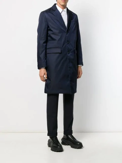 Shop Prada Single-breasted Coat In Blue