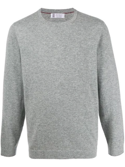 Shop Brunello Cucinelli Crew-neck Cashmere Jumper In Grey