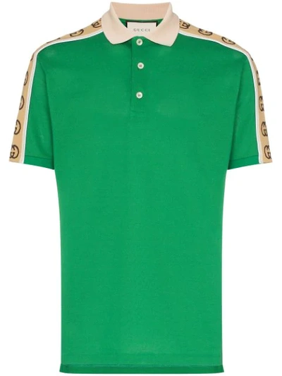 Shop Gucci Gg Stripe Polo Shirt In Green