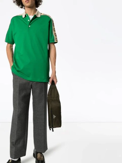 Shop Gucci Gg Stripe Polo Shirt In Green