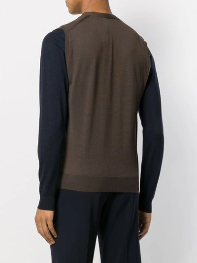 Shop Dell'oglio Knitted Button-down Waistcoat In Brown