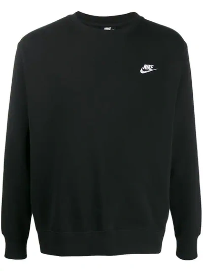 Shop Nike Embroidered Logo Sweatshirt In Black