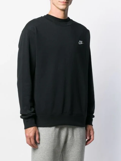 Shop Nike Embroidered Logo Sweatshirt In Black