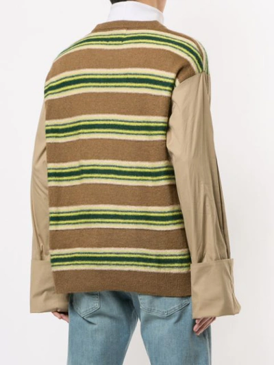 Shop Wooyoungmi Colour Block Striped Jumper In Brown