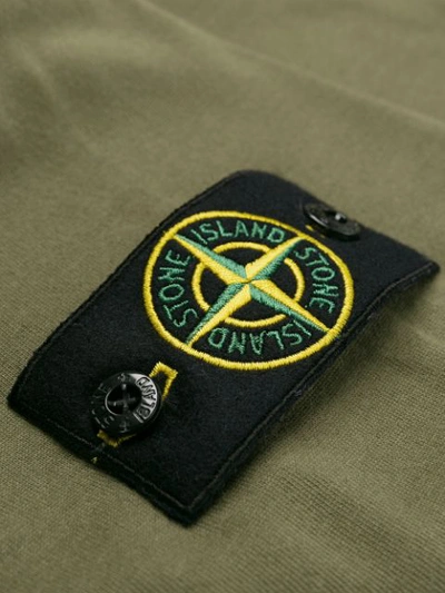 STONE ISLAND LOGO EMBROIDERED SWEATSHIRT - 绿色