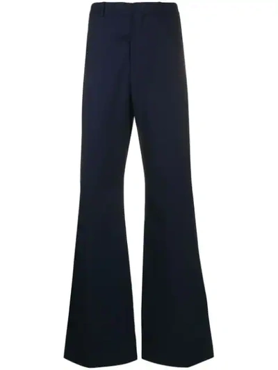 Shop Martine Rose Double Flare Tailored Trousers In Blue