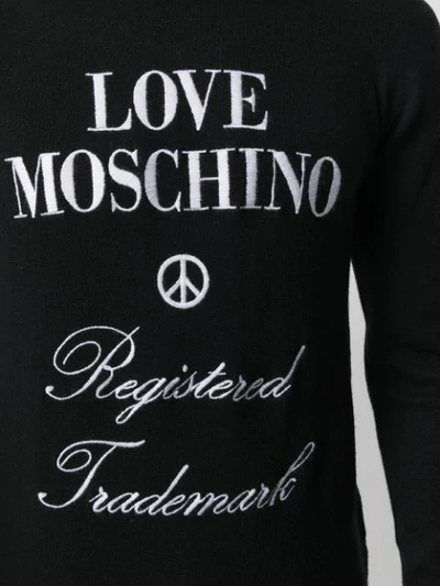 Shop Love Moschino Logo Intarsia Jumper In Black