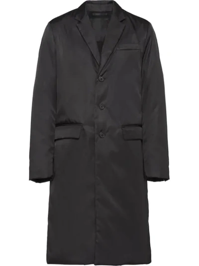 Shop Prada Einreihiger Mantel In Black