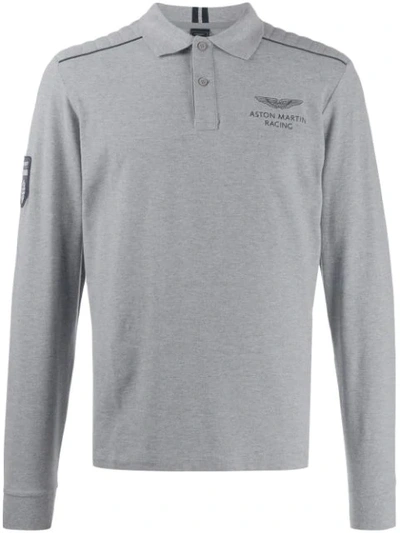 Shop Hackett 'aston Martin Racing' Polo Shirt In Grey