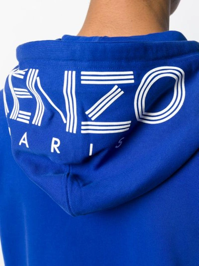 Shop Kenzo Logo Printed Hoodie In Blue