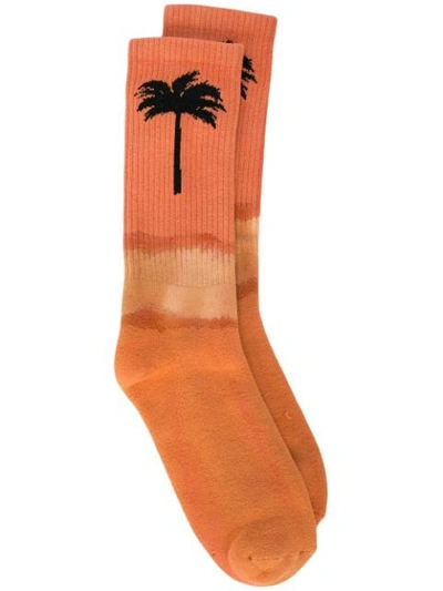 Shop Palm Angels Palm Tree Socks In Orange
