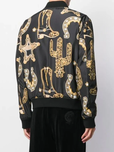 Shop Versace Baroque-print Bomber Jacket In Black