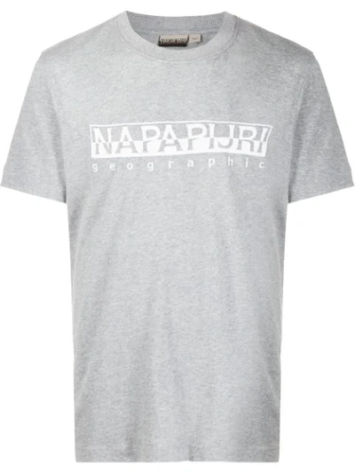 Shop Napapijri Logo Print T In Grey