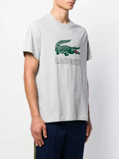 Shop Lacoste Contrast Logo T-shirt In Grey