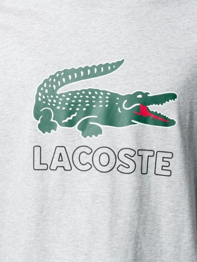 Shop Lacoste Contrast Logo T-shirt In Grey