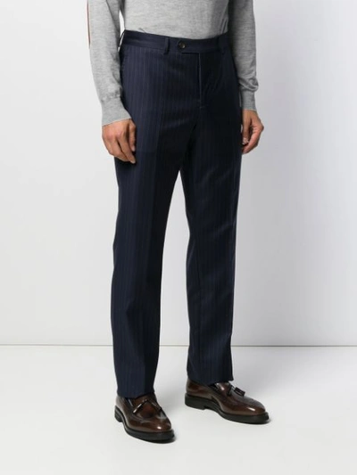 Shop Brunello Cucinelli Pinstriped Trousers In Blue