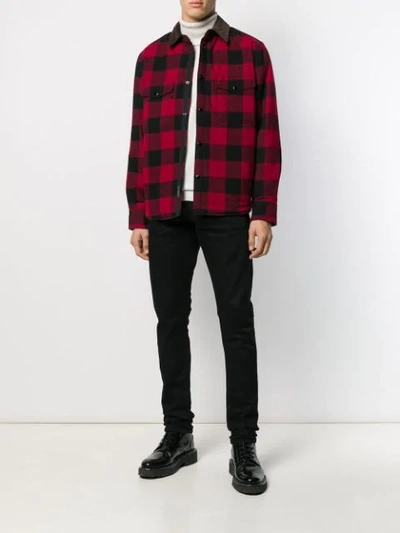 Shop Rag & Bone Contrast Collar Check Shirt In Black