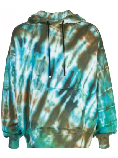 Shop Amiri Tie-dye Oversized Hoodie In Green