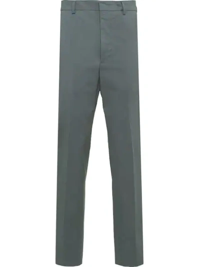 Shop Prada Stretch Twill Trousers In Grey