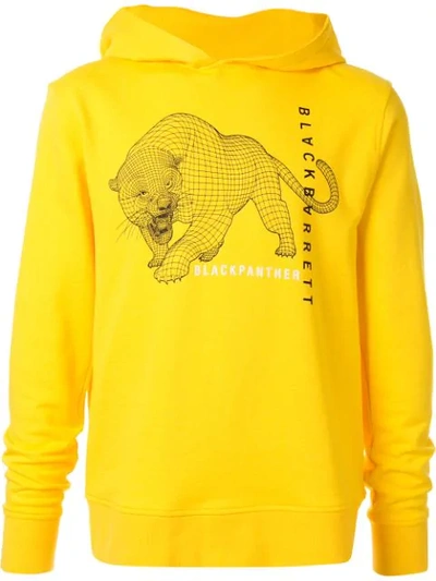 Shop Blackbarrett Panther Print Hoodie In Yellow